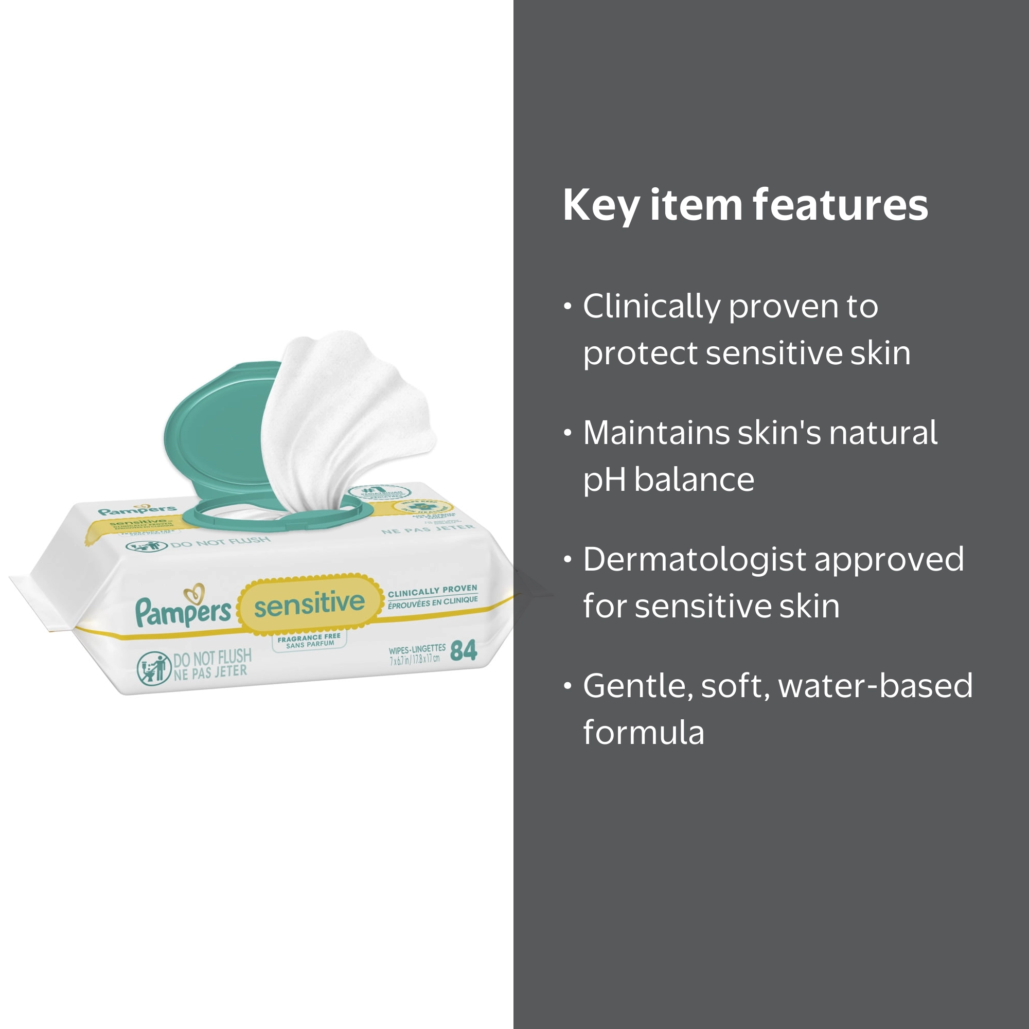 Pampers Sensitive Baby Wipes 1-Pack 84 Wipes (Select for More