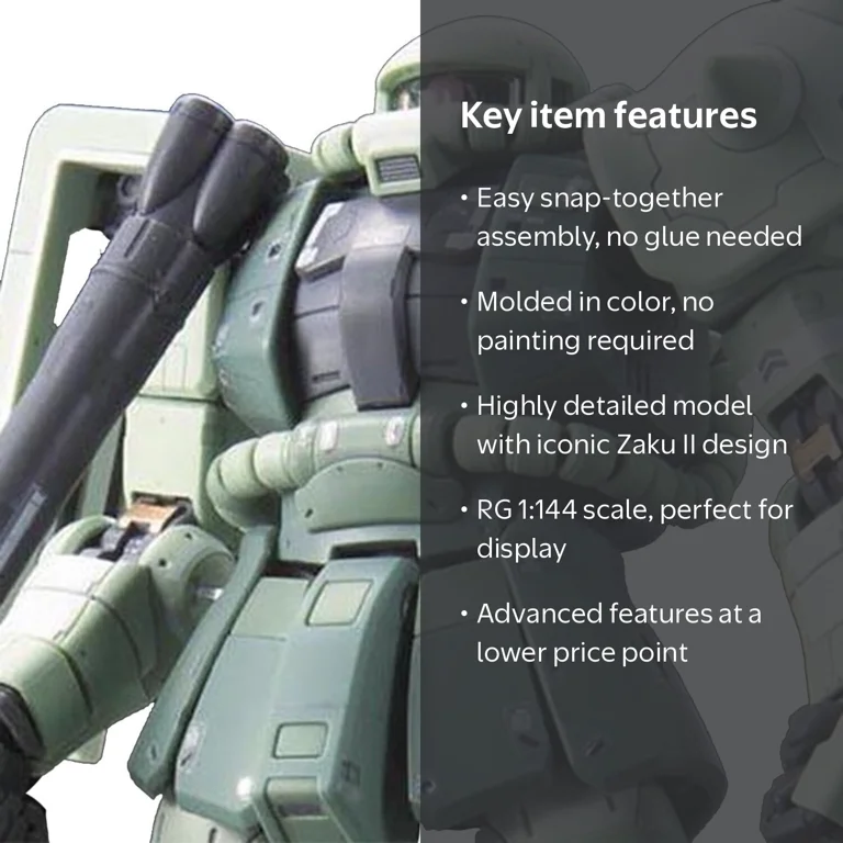 BANDAI HOBBY, Gundam Zaku II RG Model Kit, 1/144 Scale, Multi