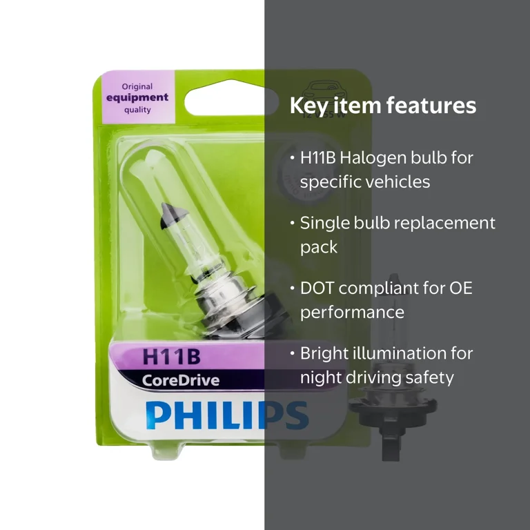 Philips CoreDrive H11B Halogen Headlight Bulb, 1 Pack, Fits Select