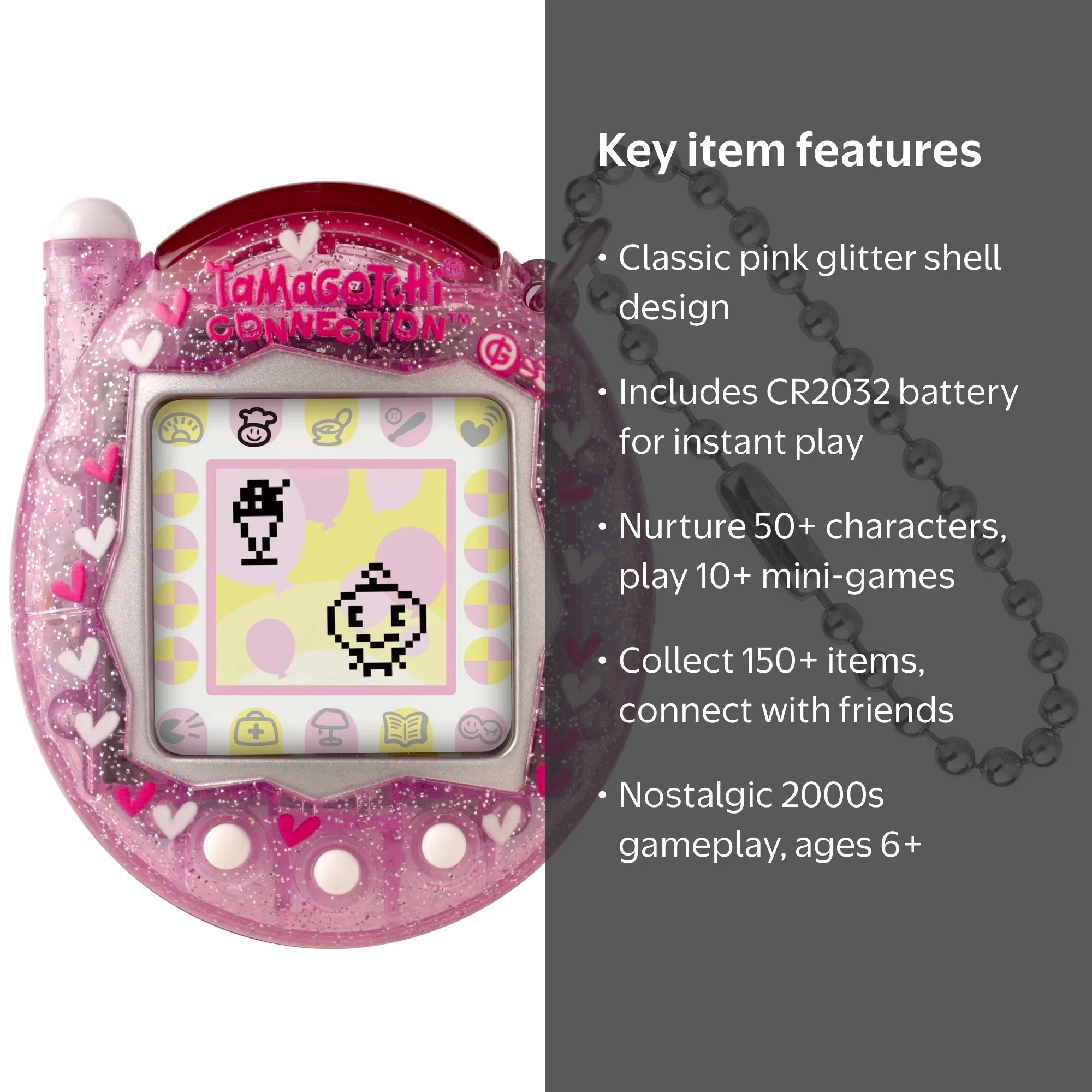 Tamagotchi Connection - Pink Glitter Digital Pet - Walmart.com