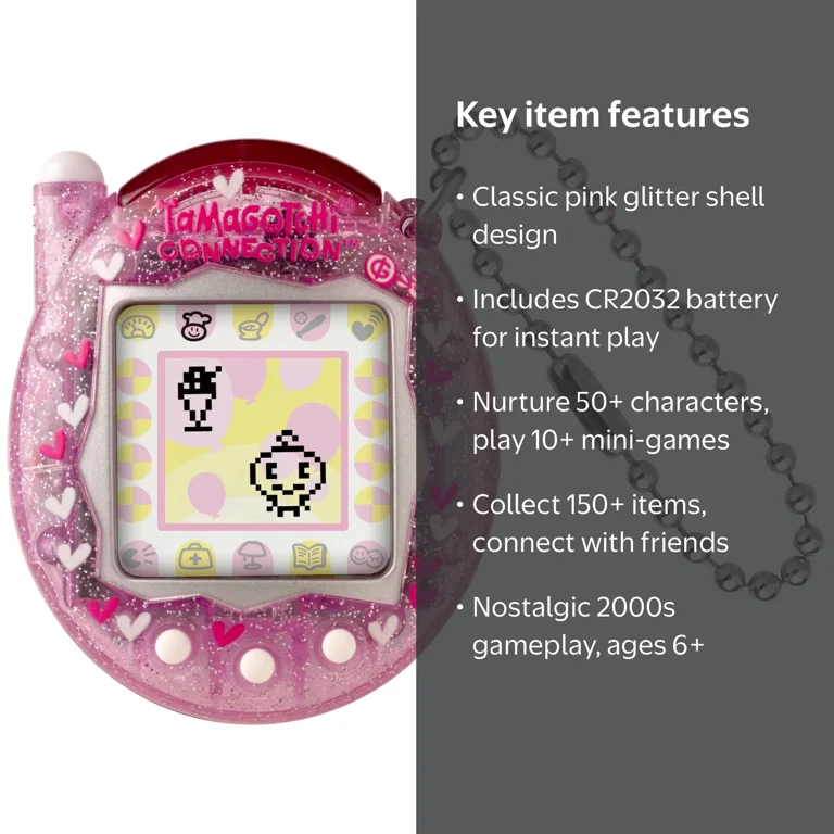 Tamagotchi Connection - Pink Glitter Digital Pet - Walmart.com