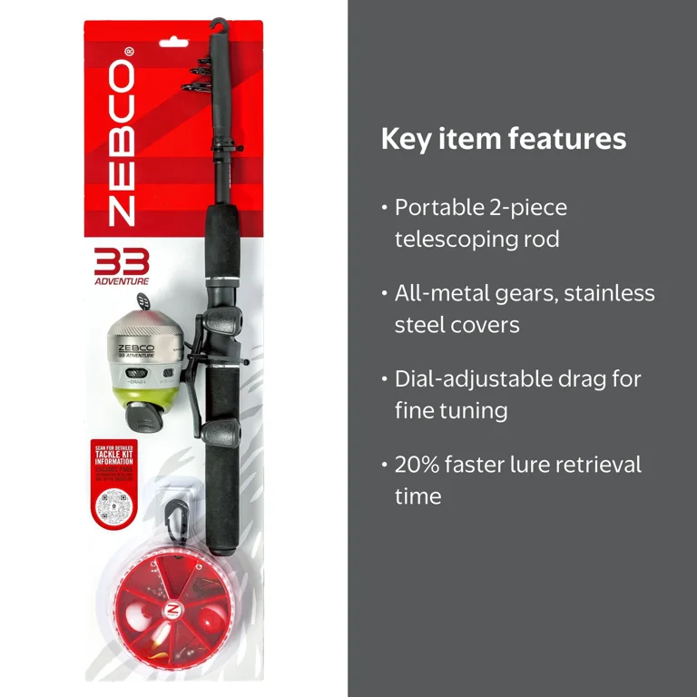 Zebco 33 Spincast Reel and 2-Piece Fishing Rod and Reel Combo With