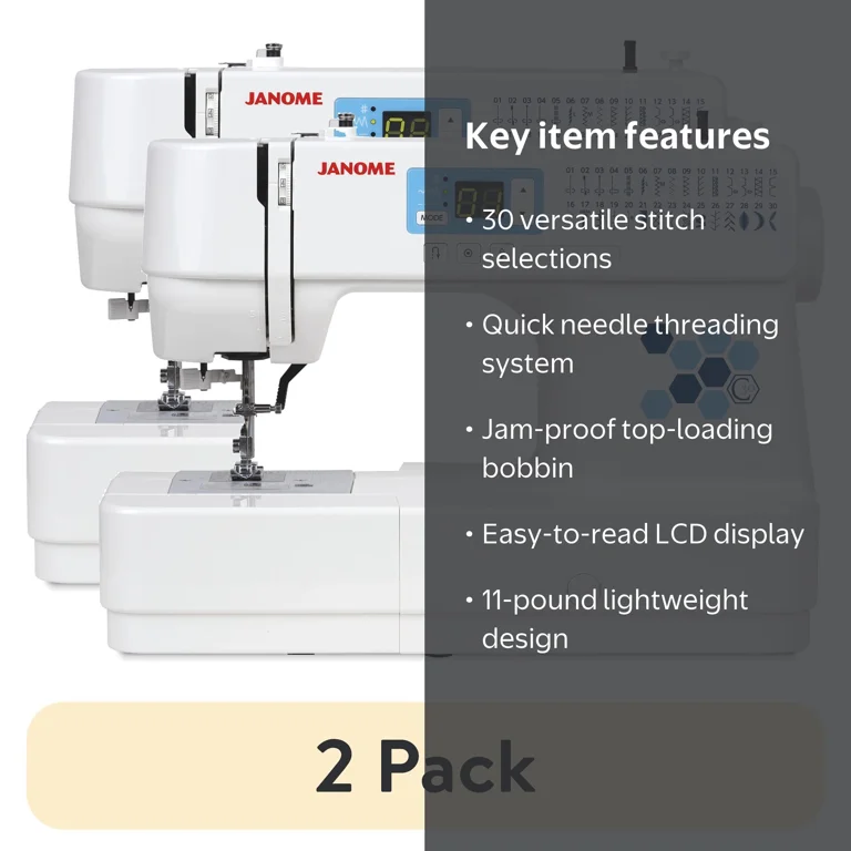 2 pack) (2 pack) Janome C30-W Computerized Sewing Machine Aluminum
