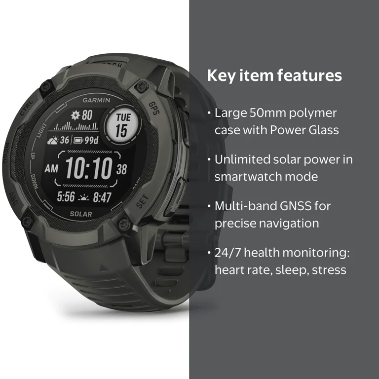 Garmin Instinct 2X Solar GPS Smartwatch with Rugged Moss Design