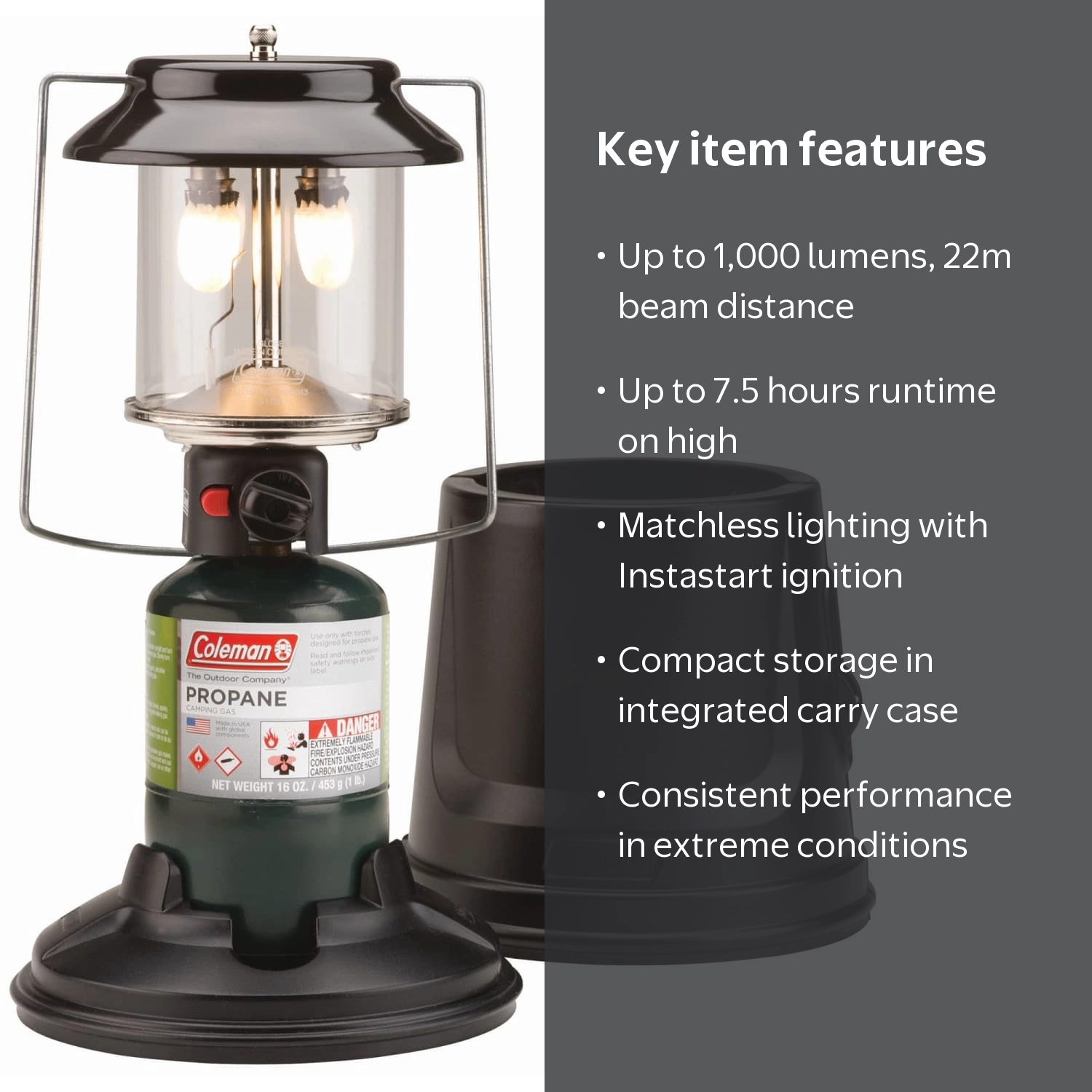 Coleman, QuickPack 2-Mantle 1000 Lumen Propane Lantern, Carry Case