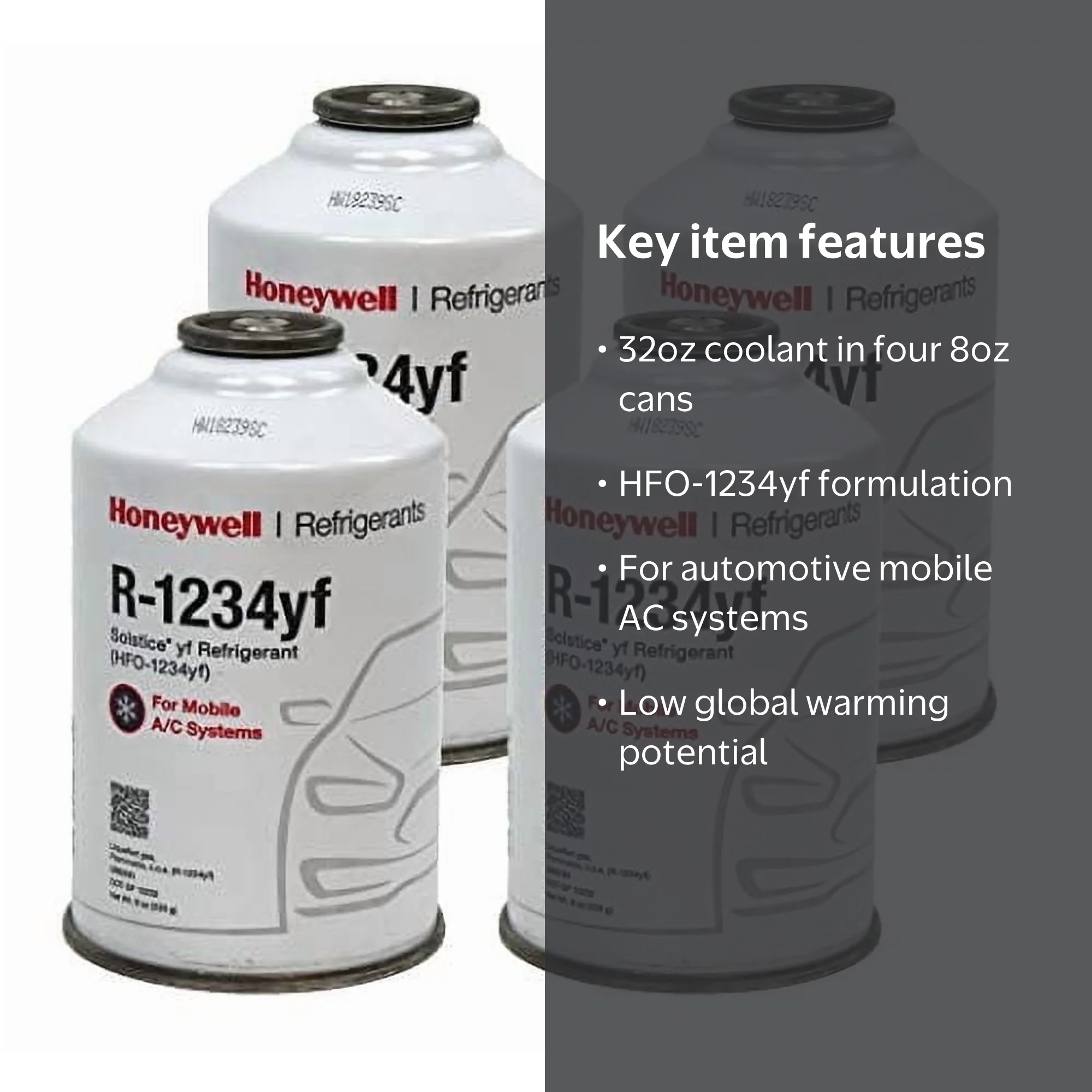Honeywell R1234YF Automotive Refrigerant, HFO-1234yf 8oz Cans, Low