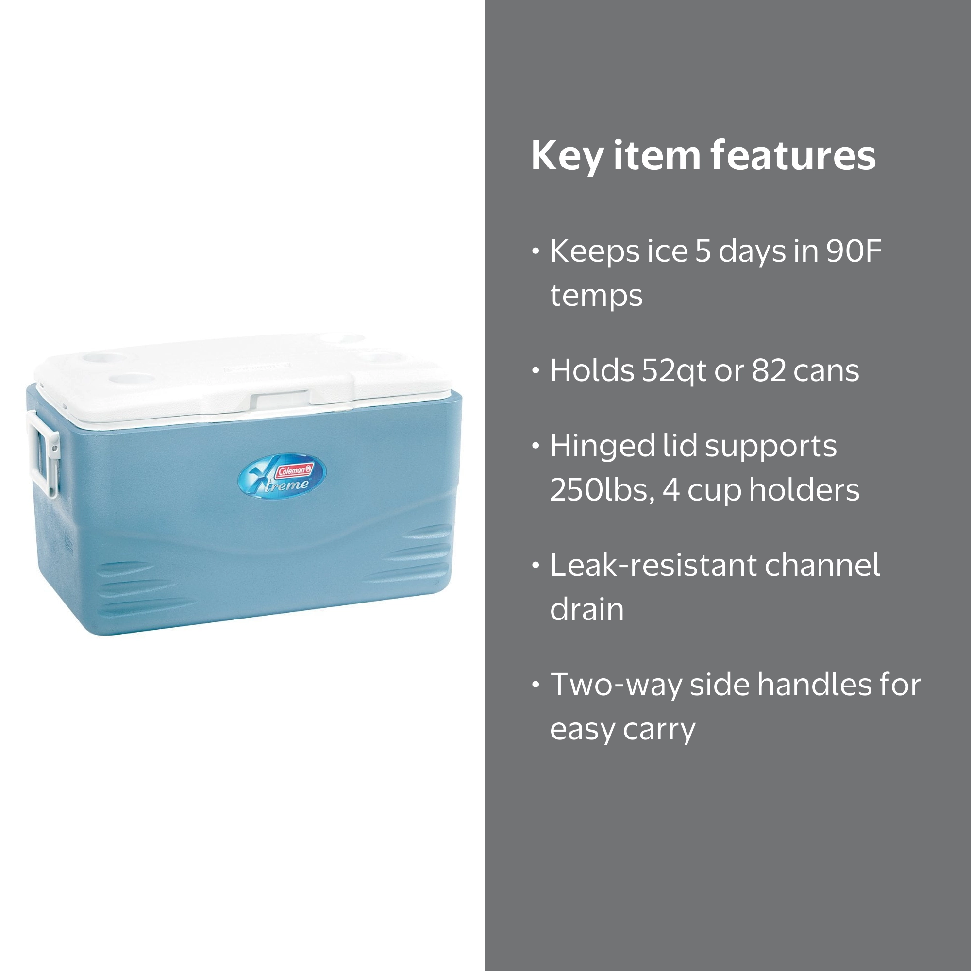 Coleman 52 Quart Xtreme 5 Cooler with ThermOZONE Insulation and
