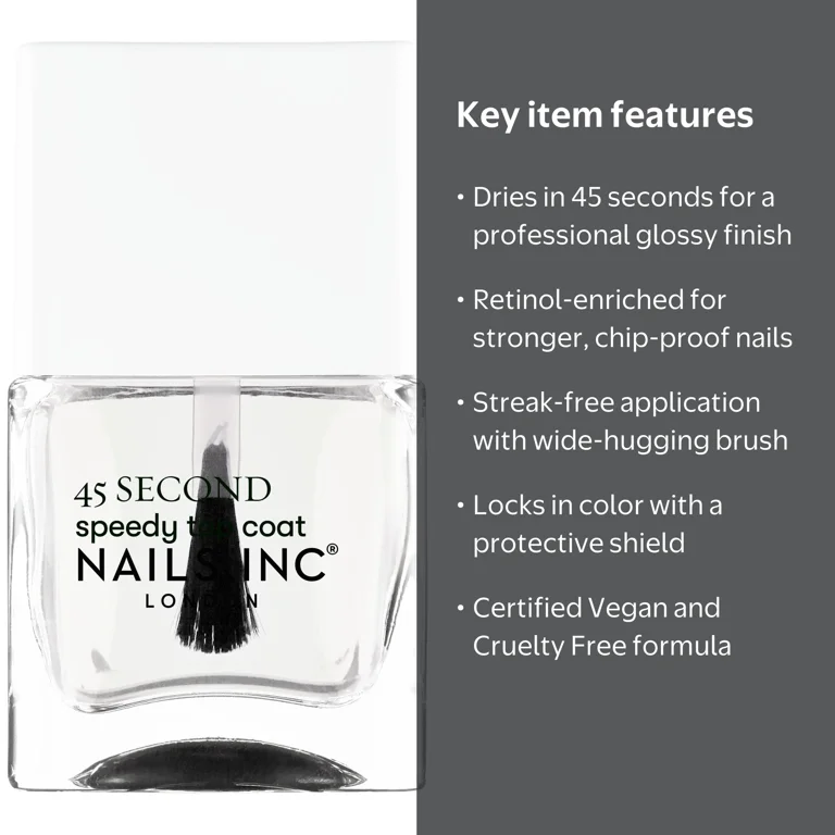 Nails Inc Quick Dry Top Coat 0.47 fl oz with Strengthening Retinol