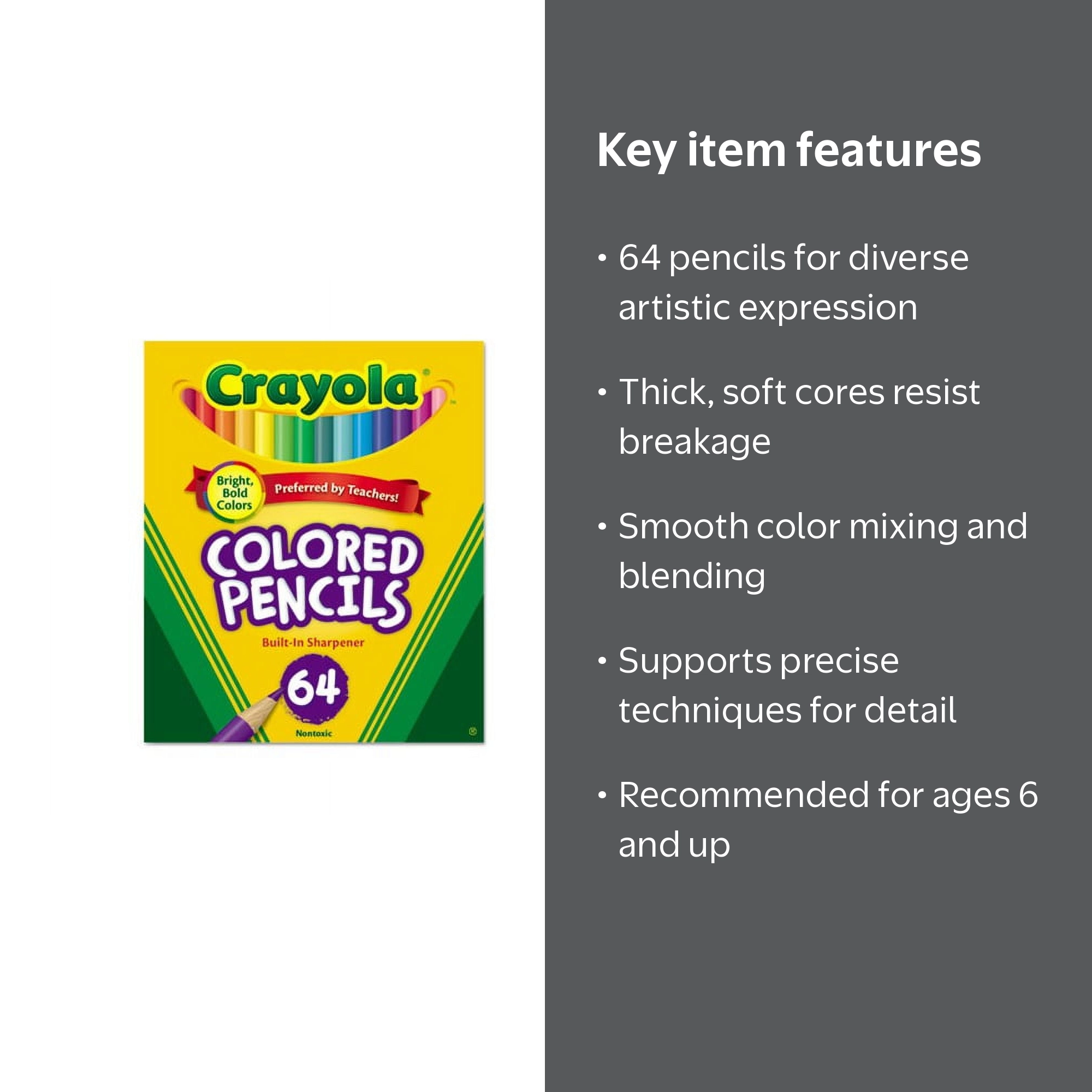 Crayola Colored Pencils, 64 Count, Vibrant Colors - Walmart.com