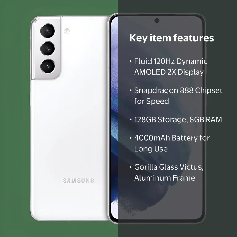 Restored SAMSUNG Galaxy S21 5G G991U 128GB Phantom White Fully