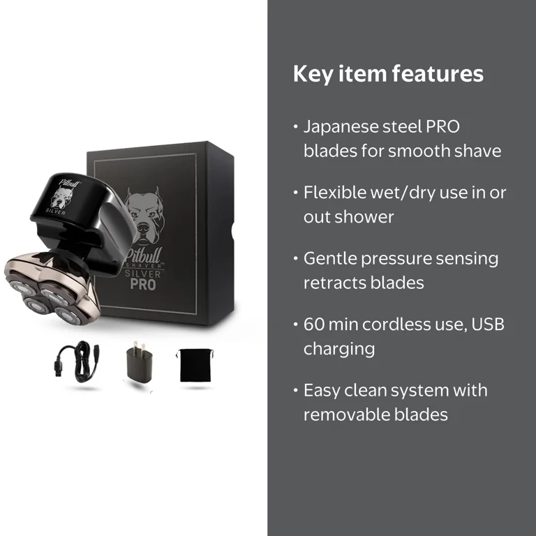 Free Shipping! Skull Shaver Silver PRO Head & Face Shaver, Wet