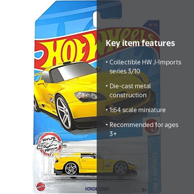 Hot Wheels 2022 HW J-Imports: Honda S2000 (Yellow) 1:64 Scale Die