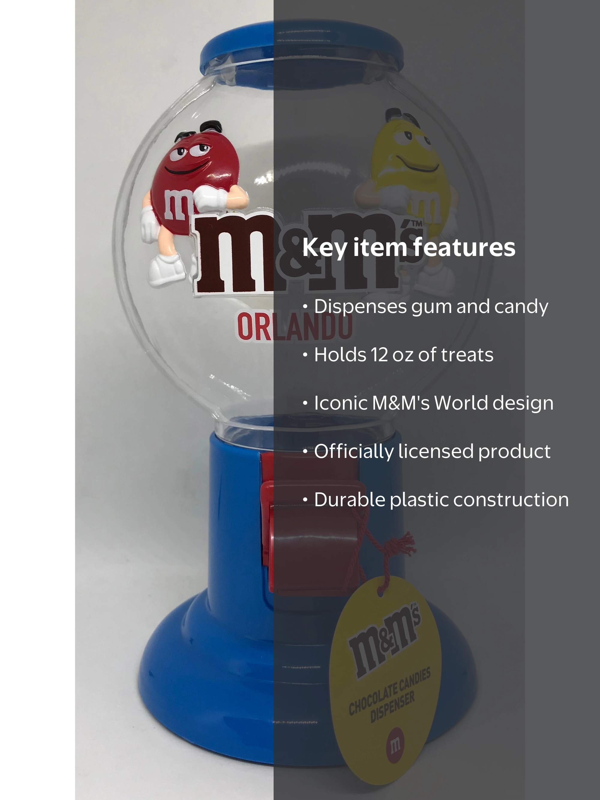 M&M's World Officially Licensed Bubble Gum Machine Candy Dispenser