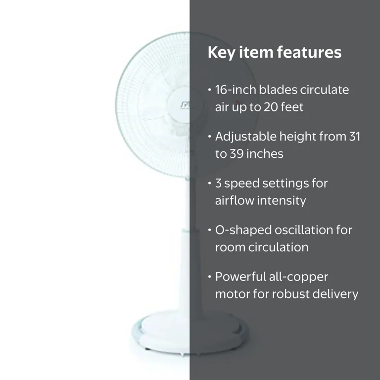 16 Horizontal 8 Oscillating Standing Fan - Walmart.com