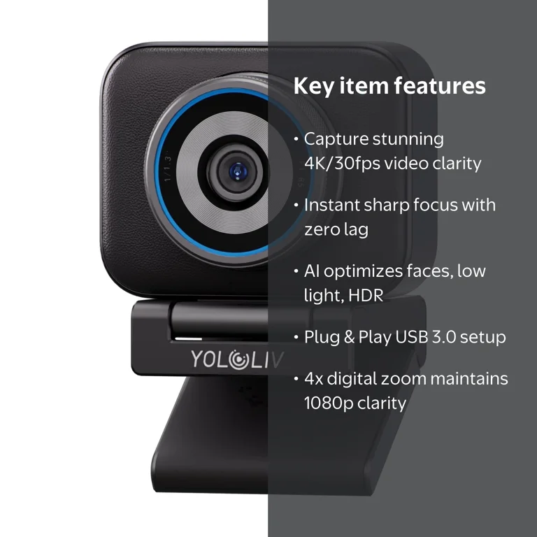 YoloLiv YoloCam S3 4K Streaming Webcam, 1/1.3