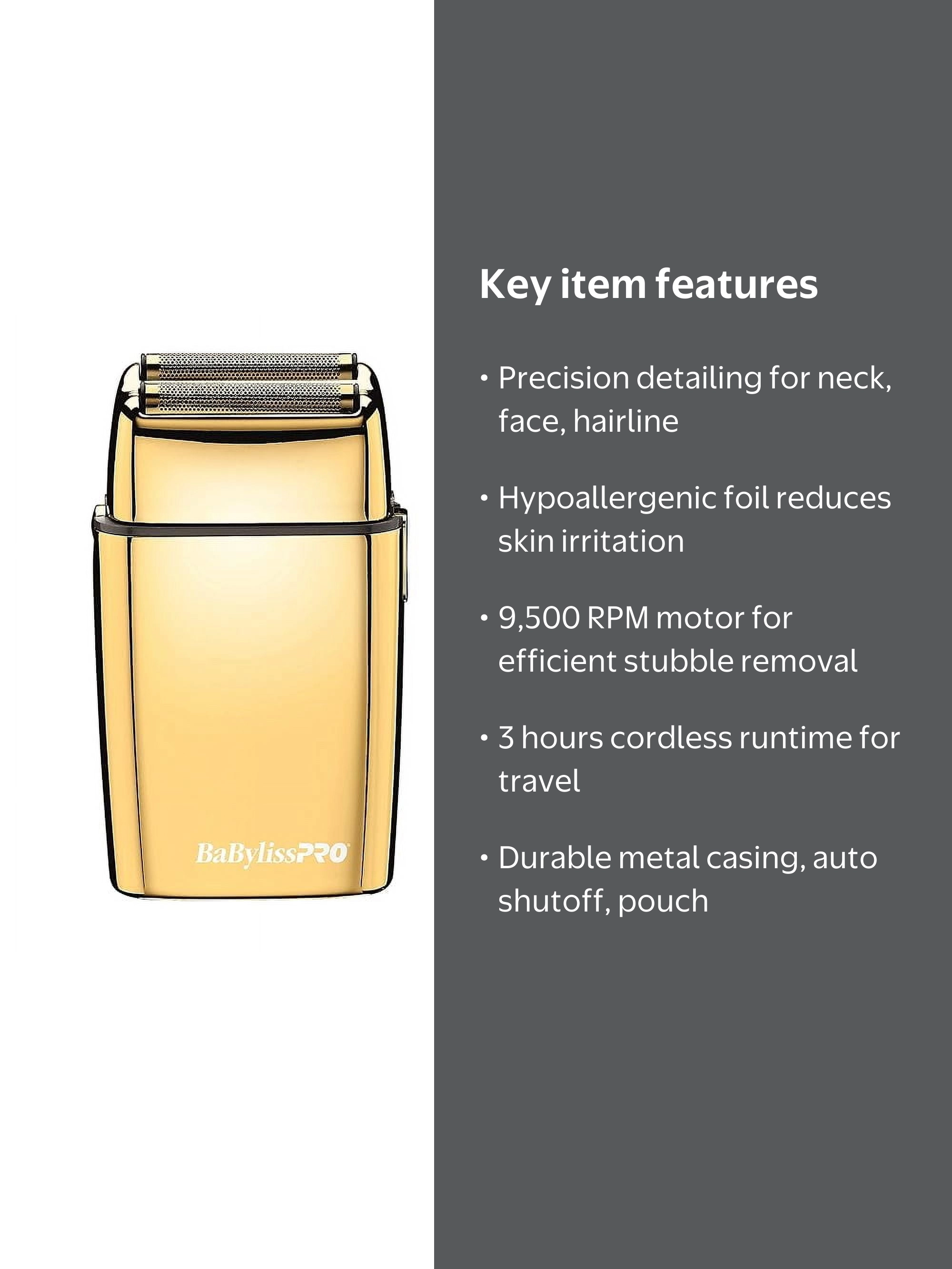 Free Shipping! BaBylissPRO Gold FOILFX Cordless Double-Foil Shaver