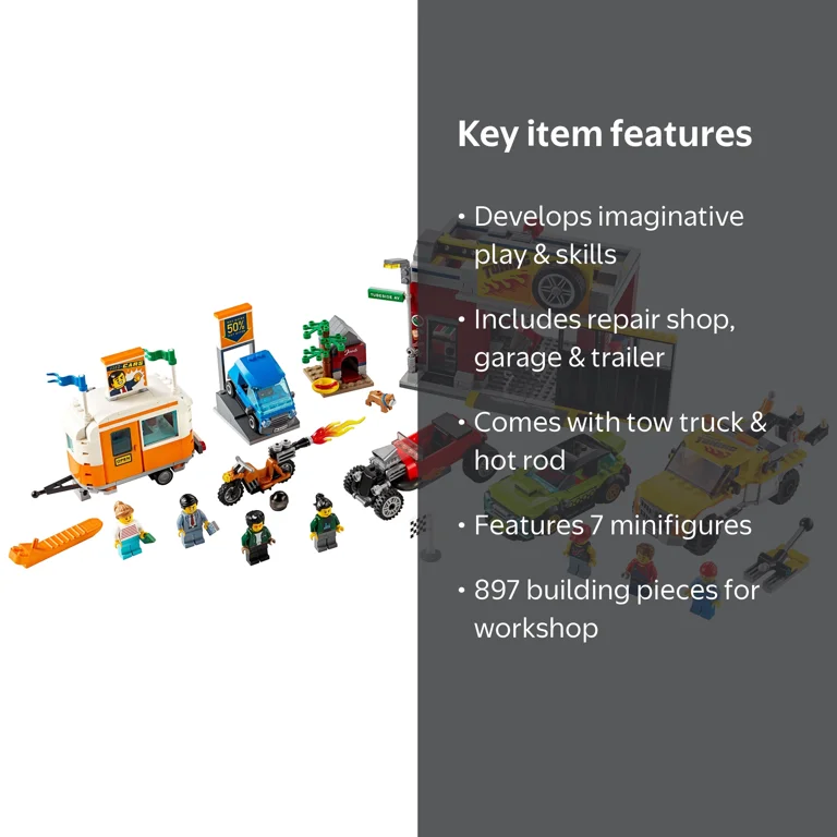カーショップ LEGO, City Tuning Workshop Toy Car Garage 60258, 897 Pieces