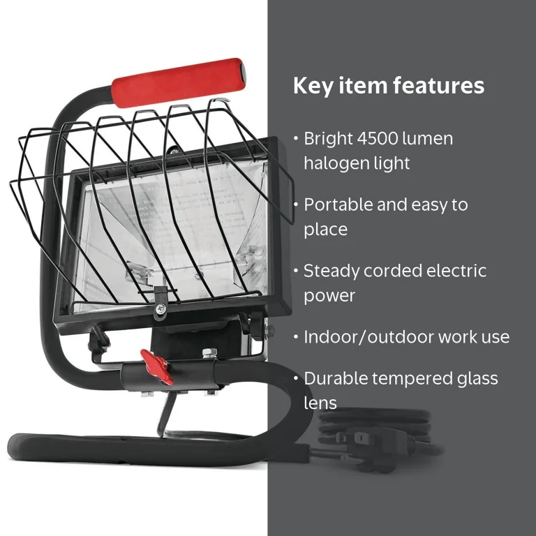 Hyper Tough 500W Halogen Work Light, Portable Free Standing Light