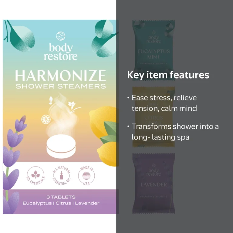 Body Restore Harmonize 3 Count Aromatherapy Shower Steamers