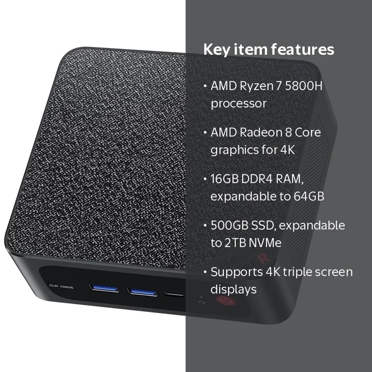 Beelink SER5 MAX Ryzen 7 Mini PC, 16GB RAM, 500GB SSD, WiFi6, BT5