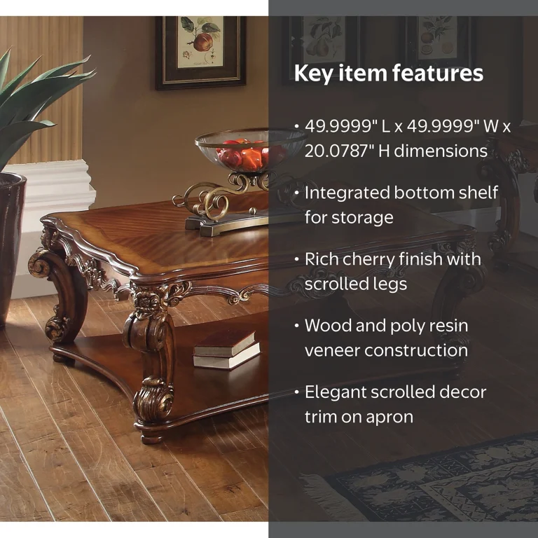 本日限定特価‼️ACME Furniture /COFFEE TABLE ACME Vendome Coffee Table (Square), Cherry - Walmart.com