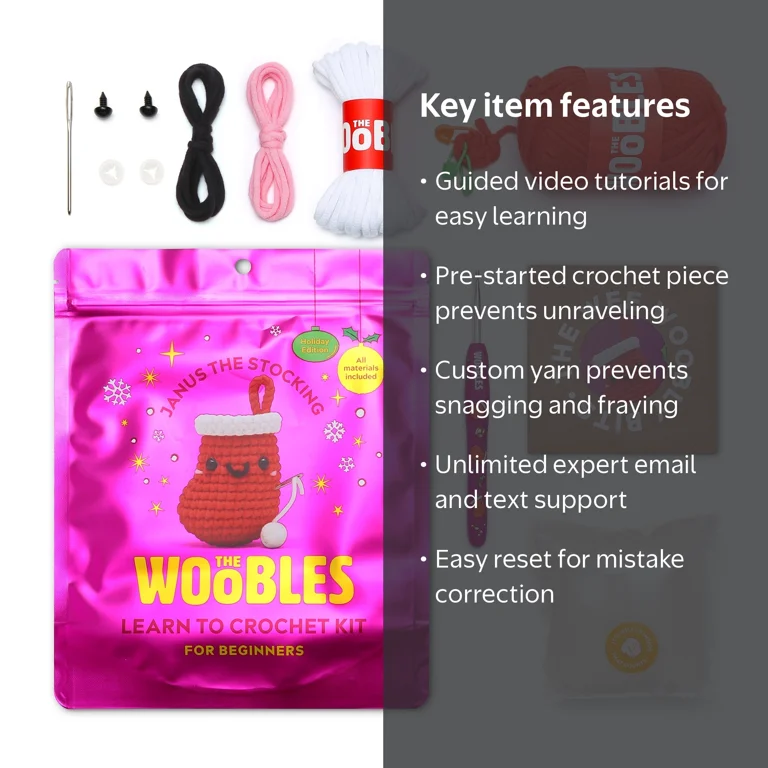 【youknowG】 2本(４本セット )【A-2】 The Woobles Beginner Crochet Amigurumi Kit – Janus the Stocking