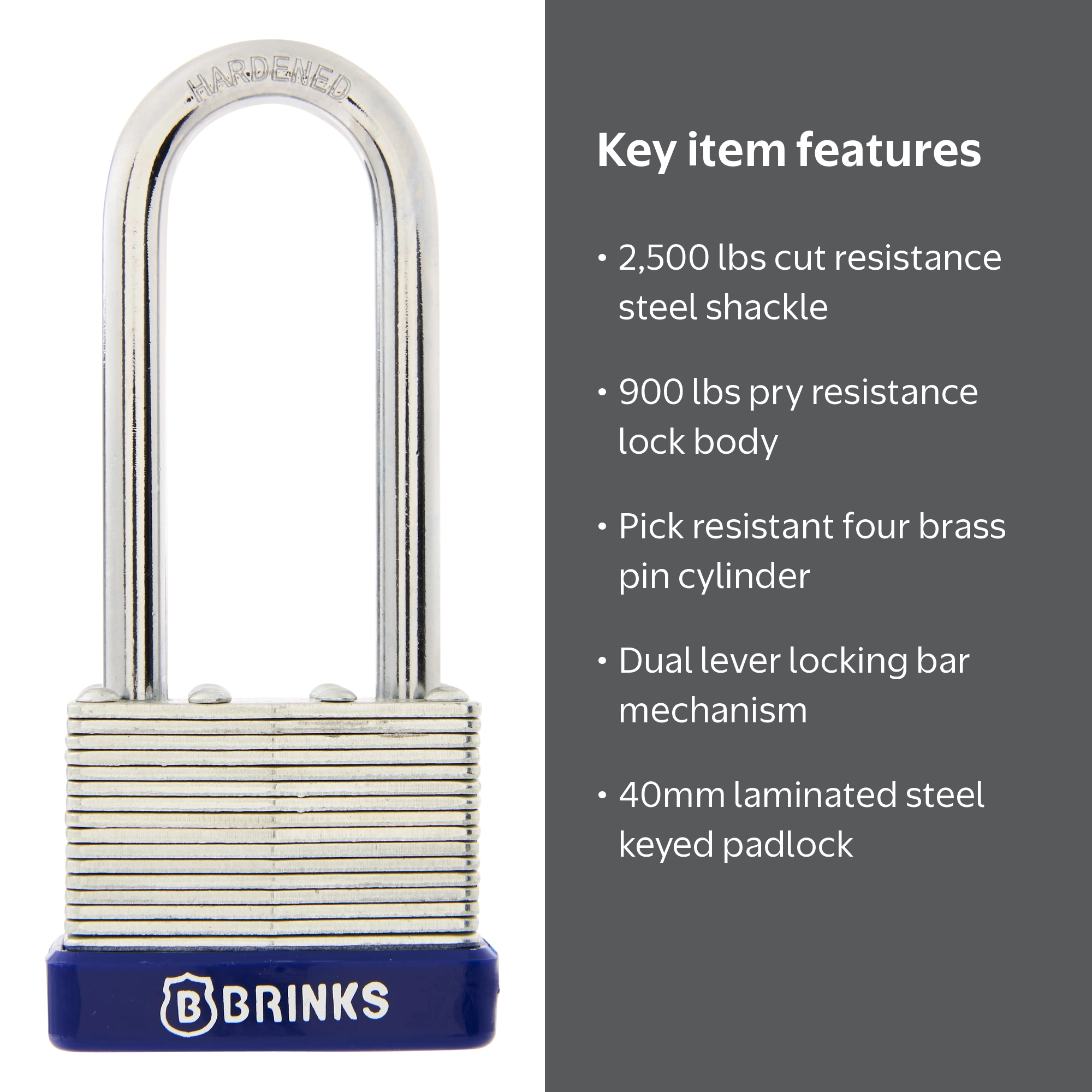 Brinks Laminated Steel 40mm Keyed Padlock with 2 1/4in Shackle