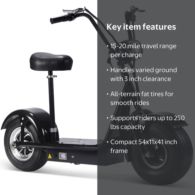 MotoTec FatBoy Electric Scooter for Adults with 800W Motor