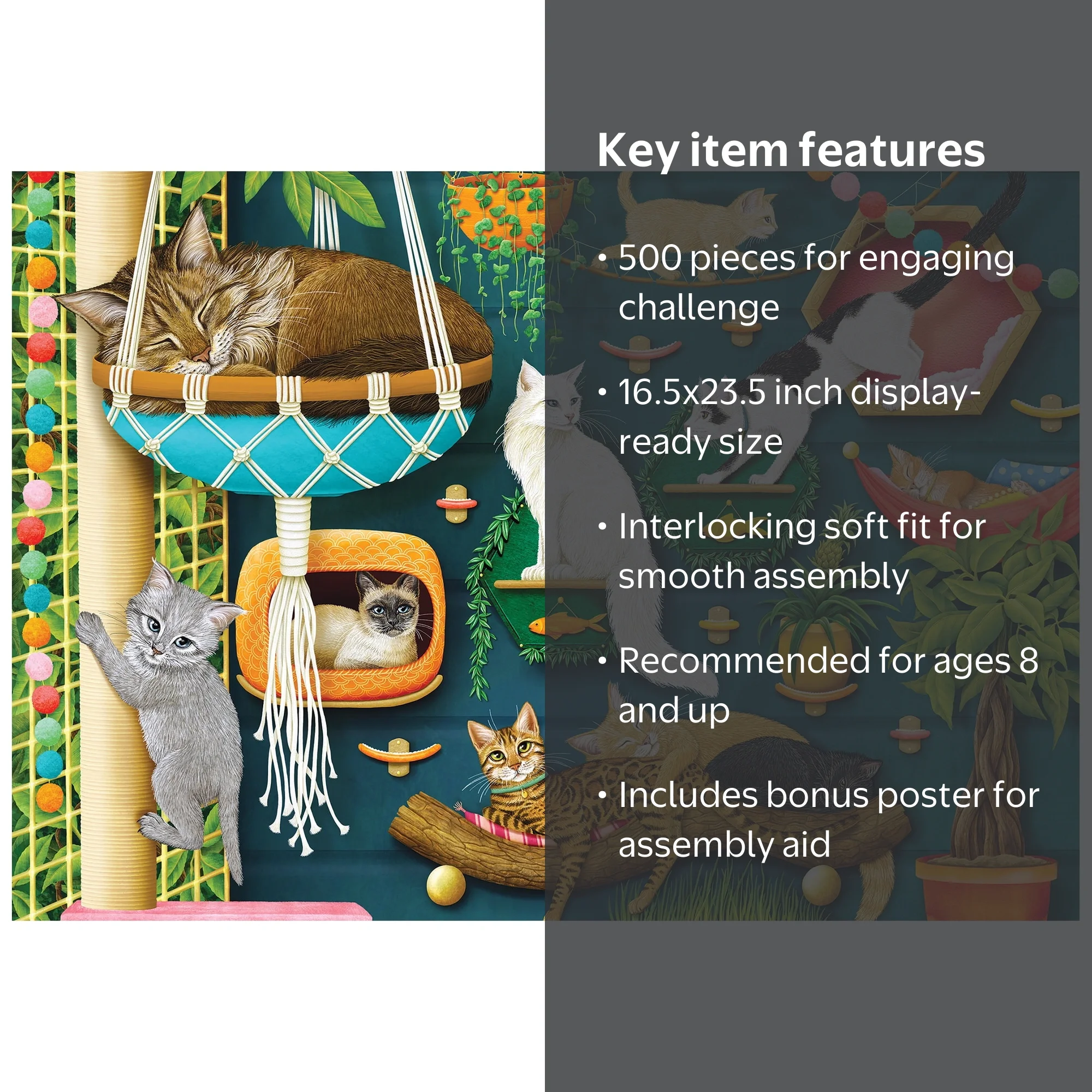 RoseArt Colorluxe 500-Piece Catio Adult Interlocking Puzzle