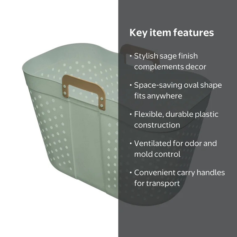 Mainstays Oval Flex Decorative Basket Sage Plastic Easy to Clean