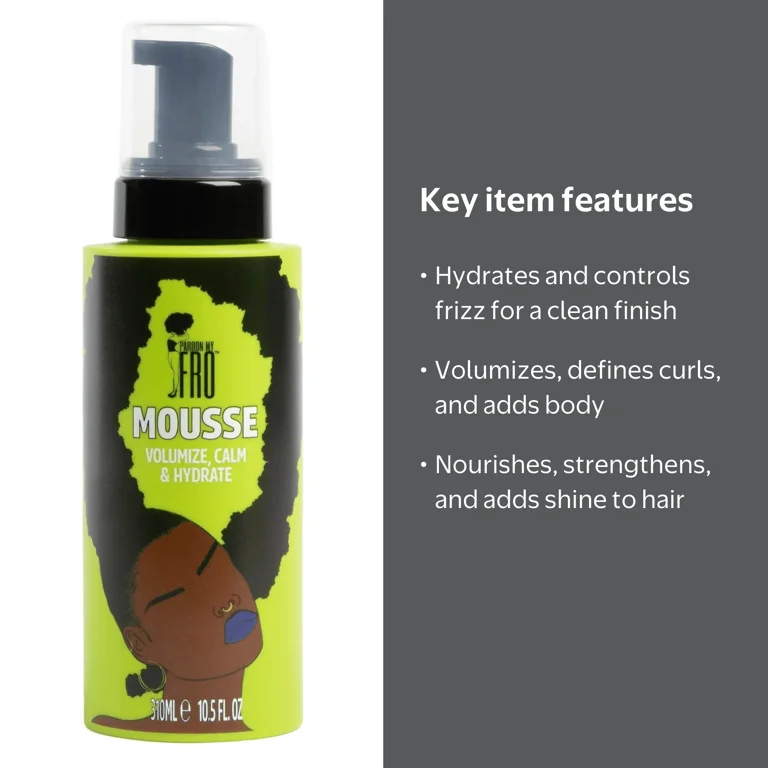 Pardon My Fro, Hair-Mousse, 10.5 oz, Hydrating Frizz Control