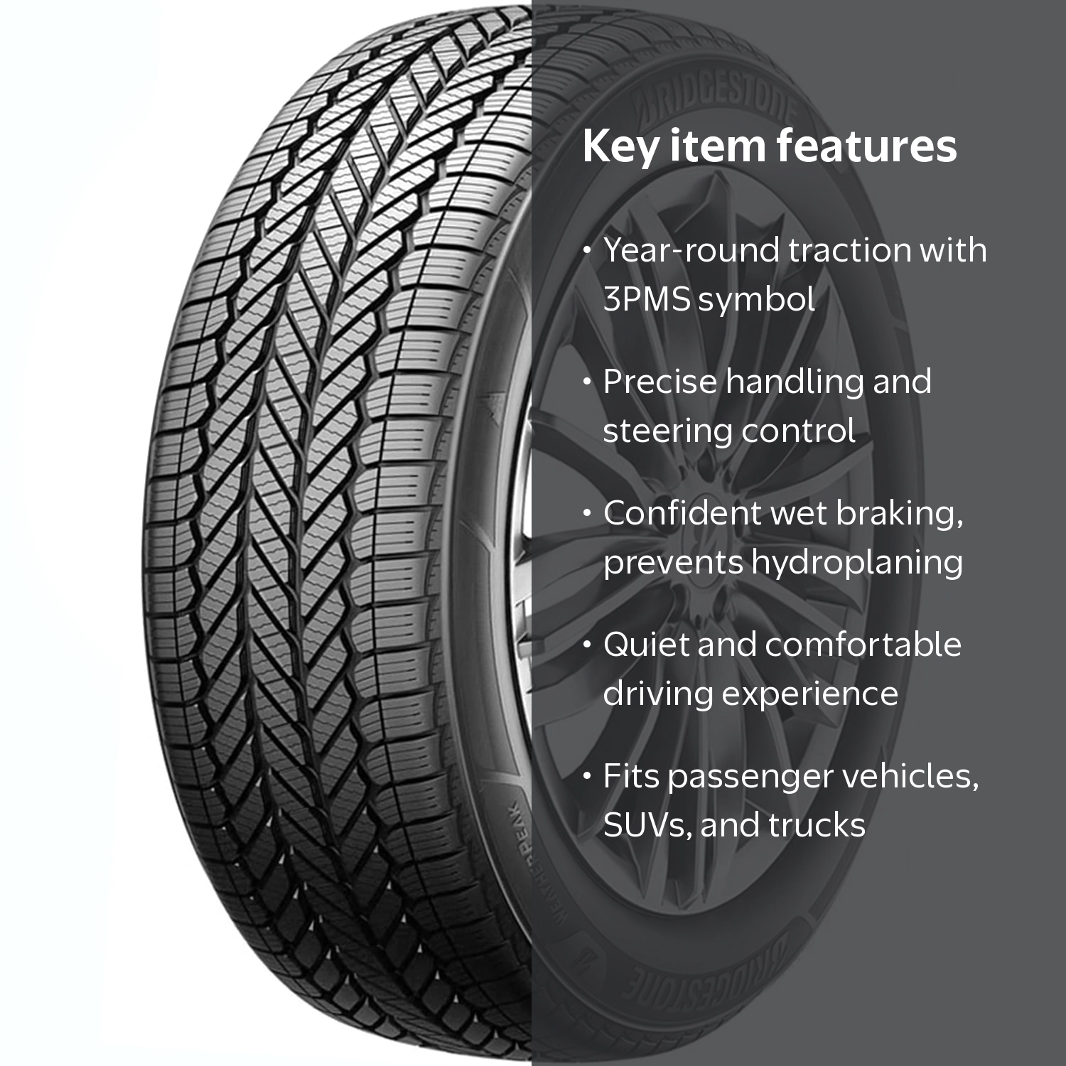 Set of 4 (FOUR) Bridgestone WeatherPeak 245/60R18 105H All Weather