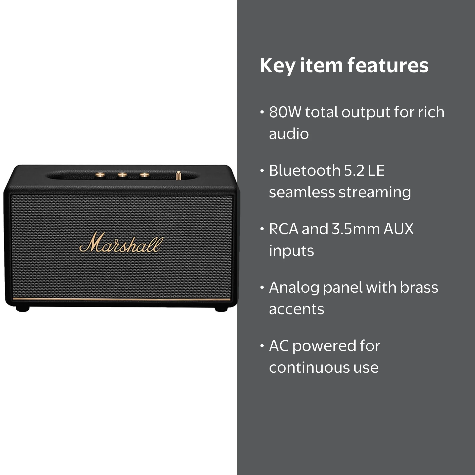 Marshall, Stanmore III Bluetooth Speaker System, Up to 80W, Black