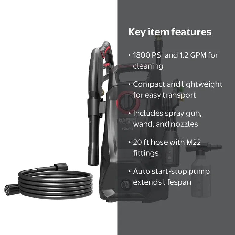Hyper Tough 1800 PSI 1.2 GPM 120V Electric Pressure Washer