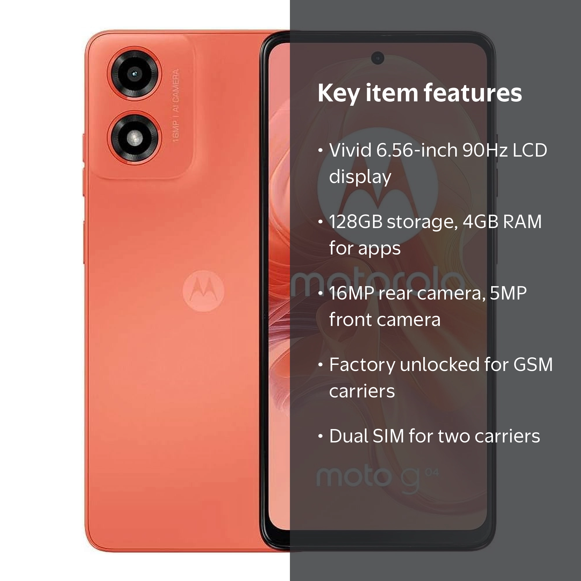Motorola Moto G04 128GB + 4GB RAM (Dual Sim) Factory GSM Unlocked