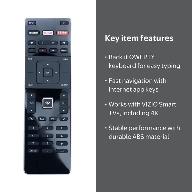 VIZIO, XRT500 QWERTY Remote, Back Light, Compatible with M-Series