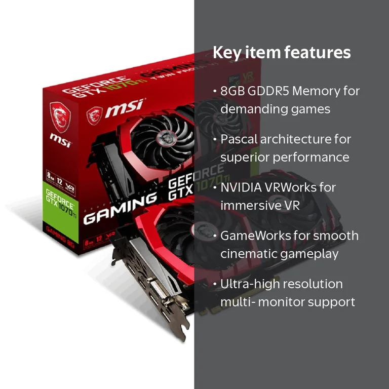 MSI GTX 1070 TI GAMING 8G - G1070TG8 - Walmart.com MSI GTX 1070 TI GAMING 8G - G1070TG8 - Walmart.com