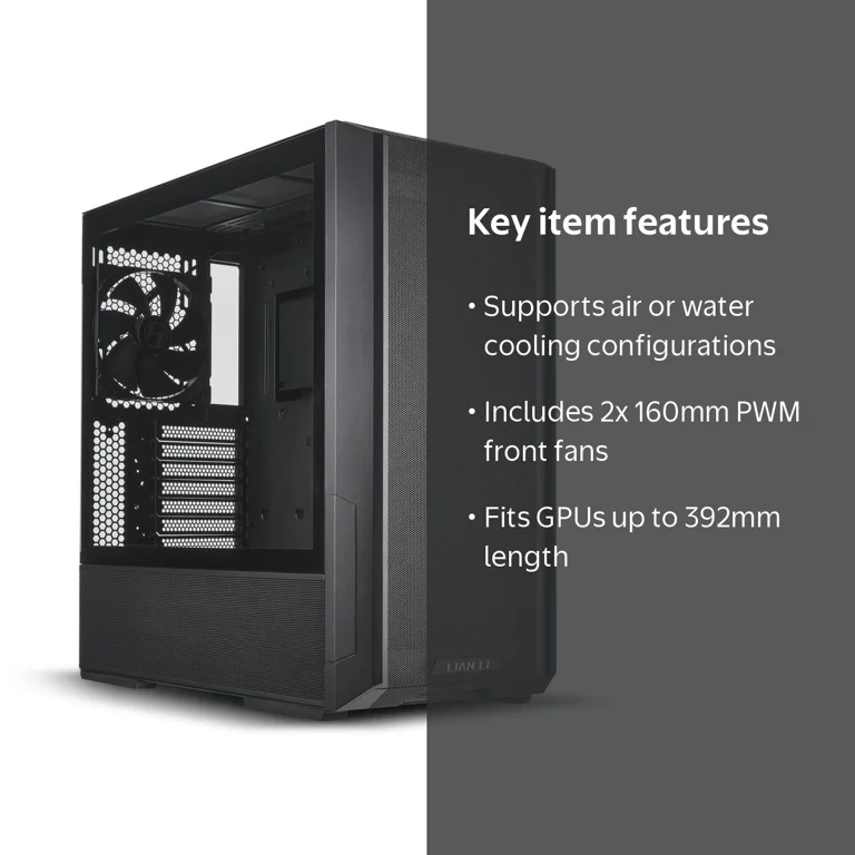Lian-Li, LANCOOL 216 X, ATX Mid Tower Computer Case, Black Steel