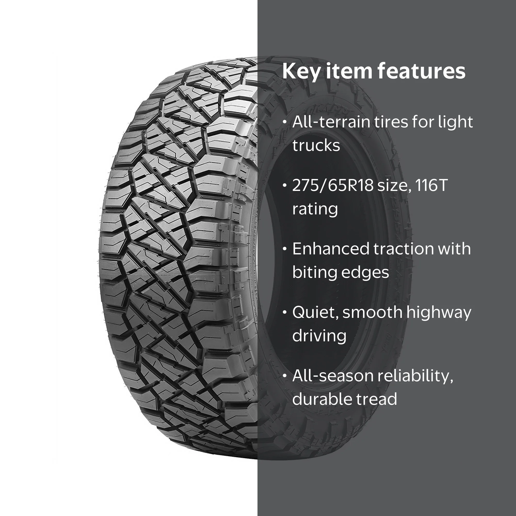 Nitto, Light Truck Tire, 275/65R18 116T All Season Off Road