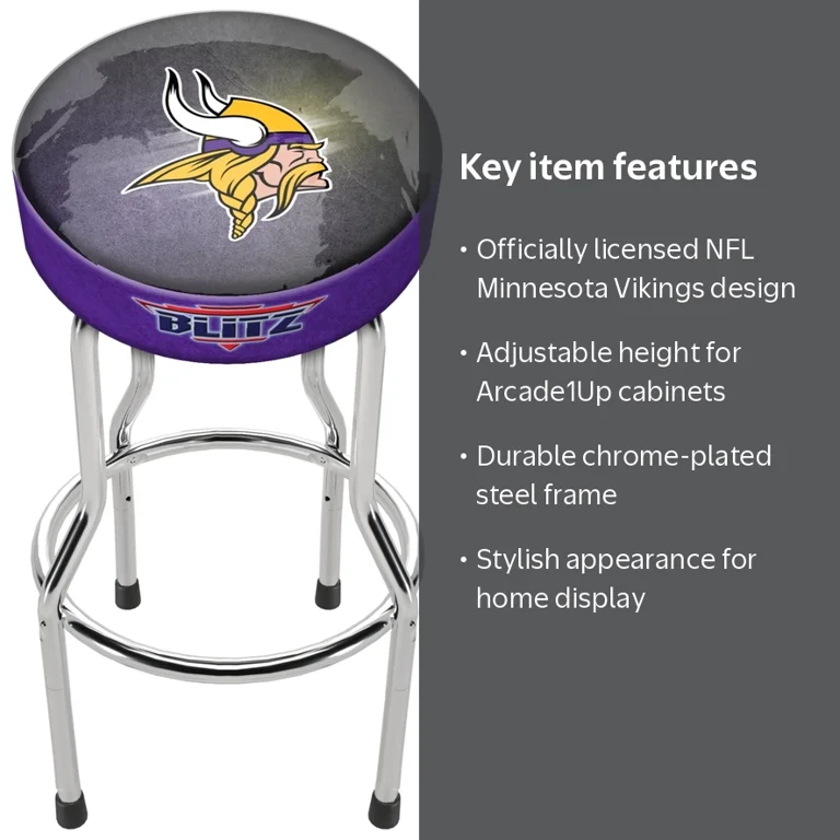 Arcade1Up Minnesota Vikings Adjustable NFL Blitz Team Bar Stool