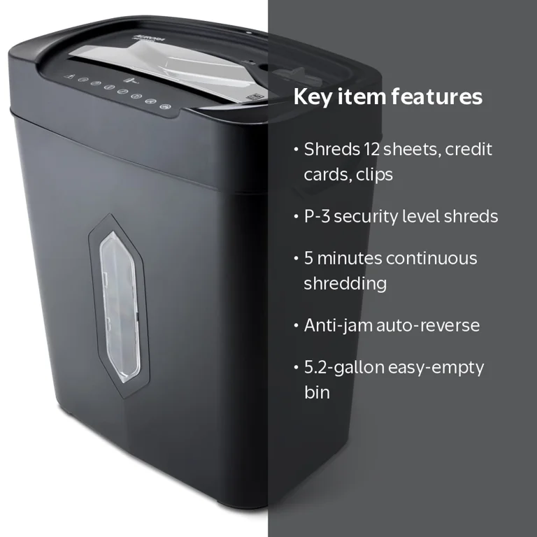 Aurora, 12-Sheet Anti-Jam Crosscut Paper and Credit Card Shredder