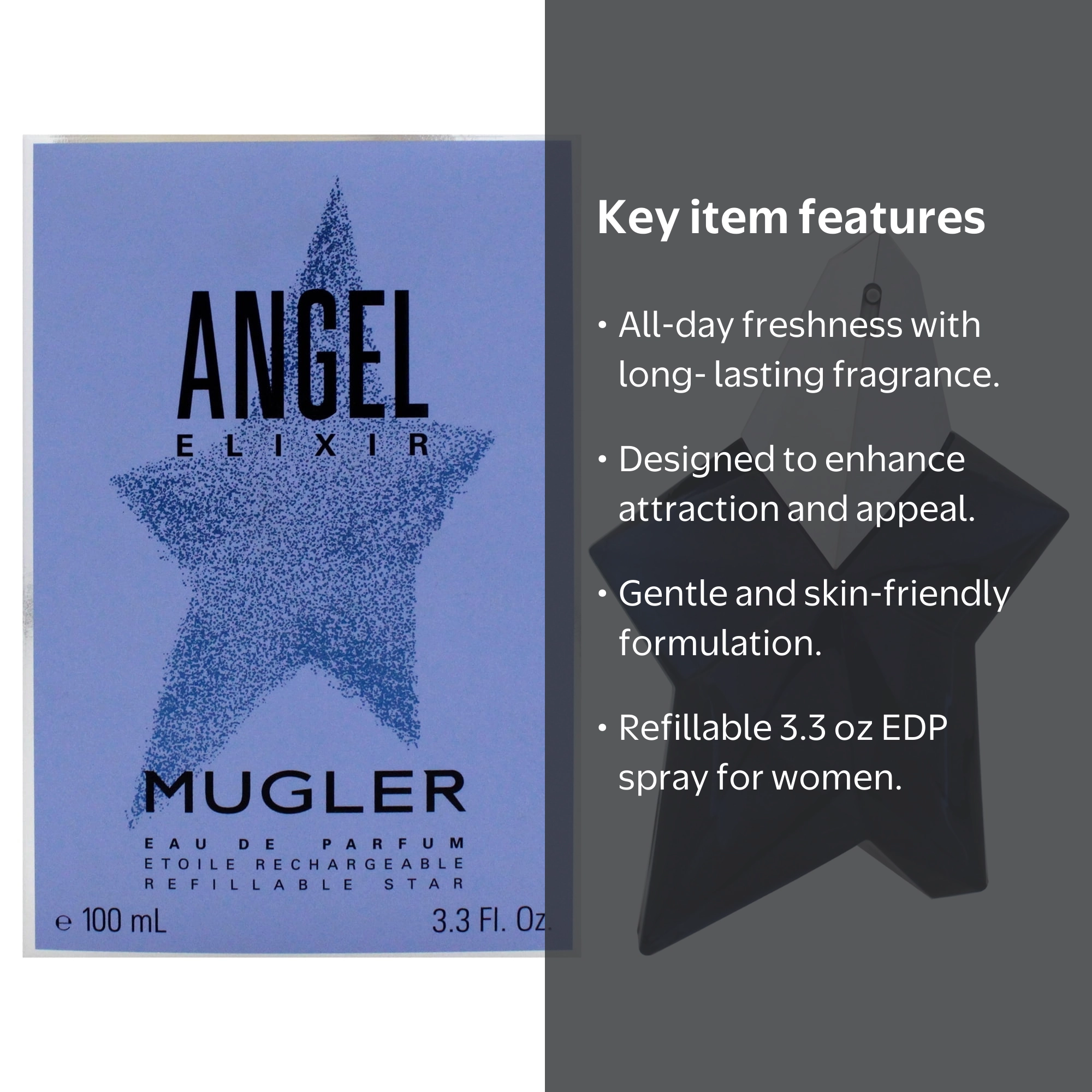 Thierry Mugler Angel Elixir , 3.3 oz EDP Spray (Refillable