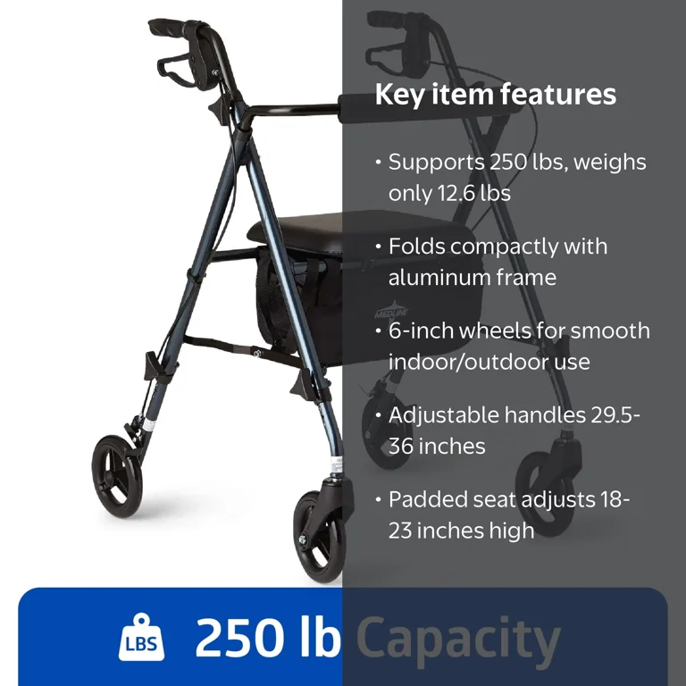 レミールボー　Dr.Select PRO SERIES「mediCARV Medline Superlight Folding Aluminum Mobility Rollator Walker