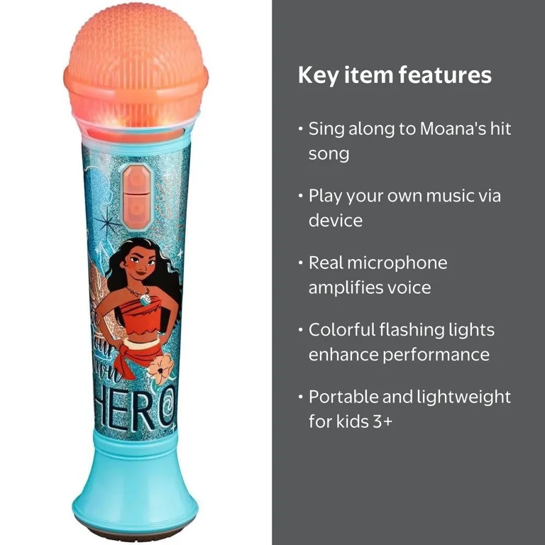 eKids Disney Princess Moana Microphone with Built-in Music