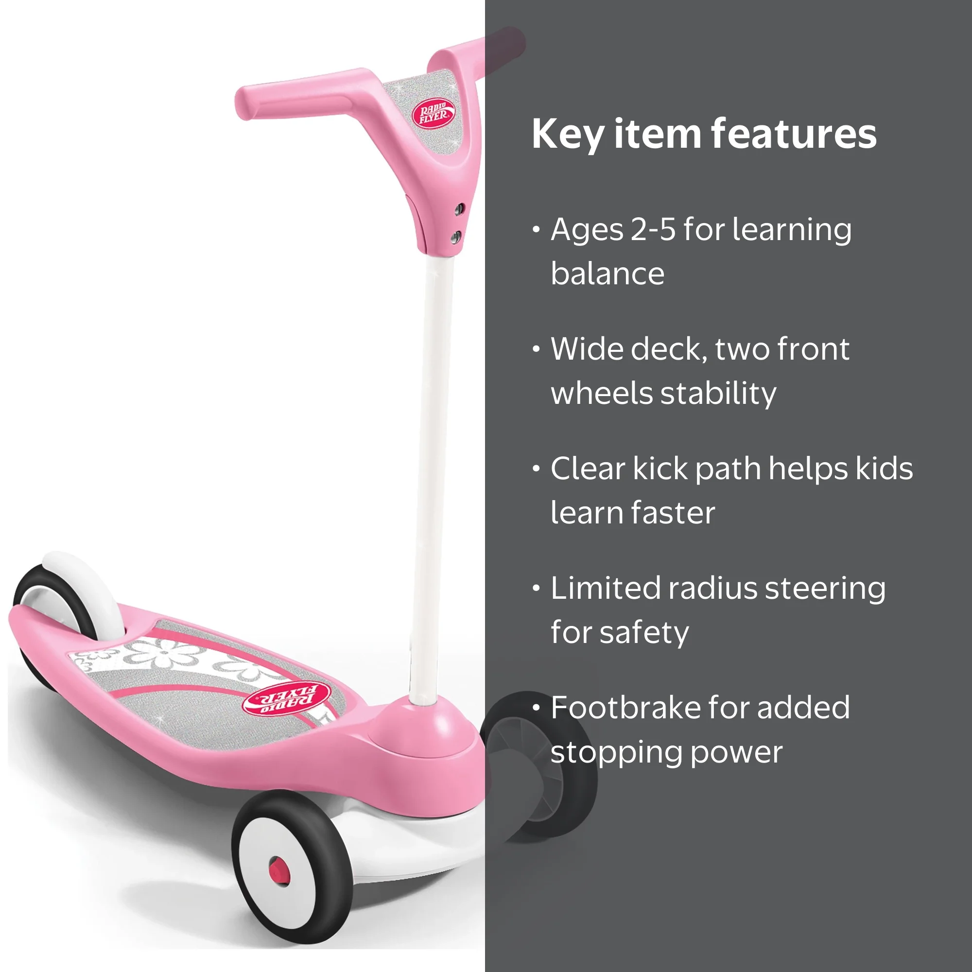 Radio Flyer My 1st Scooter Sparkle, 3 Wheels, Pink, Toddlers, 4.5