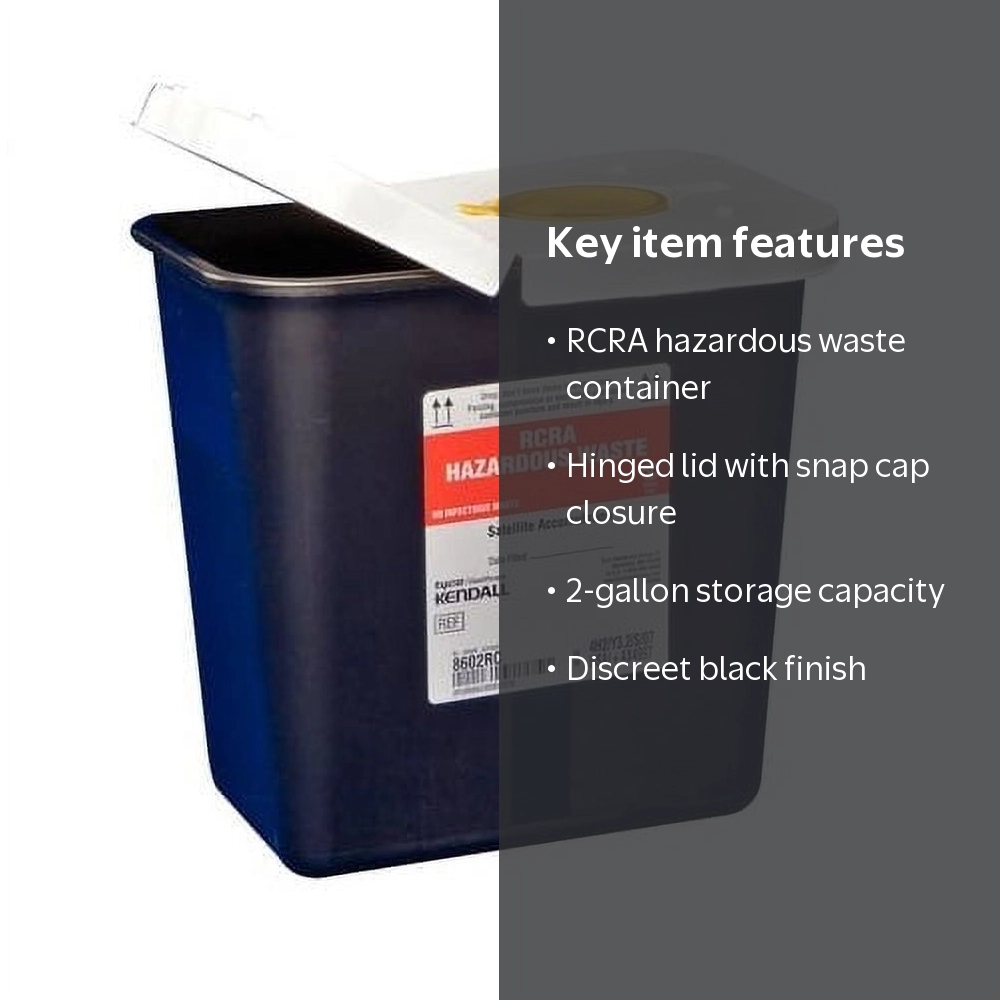 Kendall Sharpsafety Rcra Hazardous Waste Container, Hinged Lid