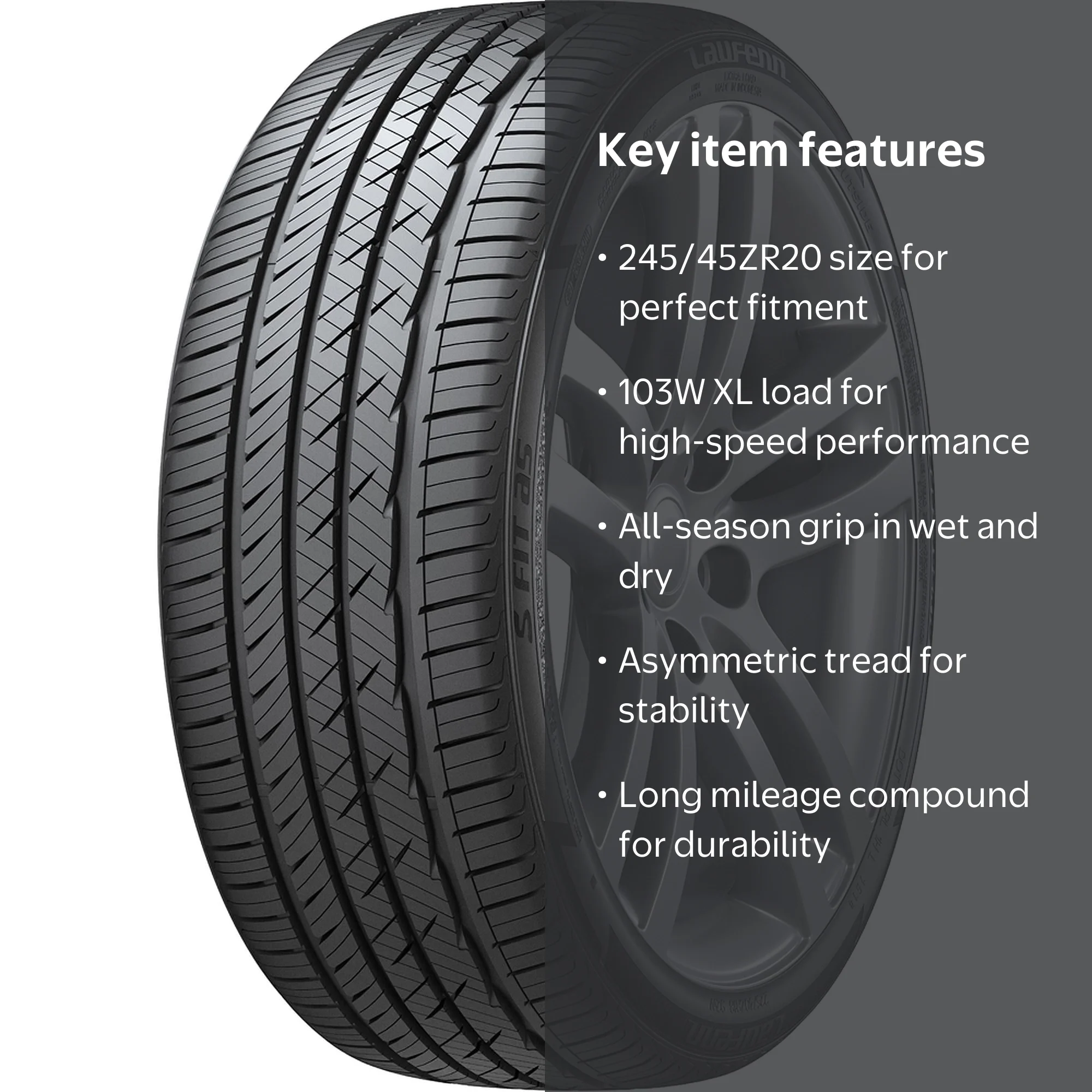 245/45ZR20XL 103W LAUF S FIT AS LH01 BW - Walmart.com