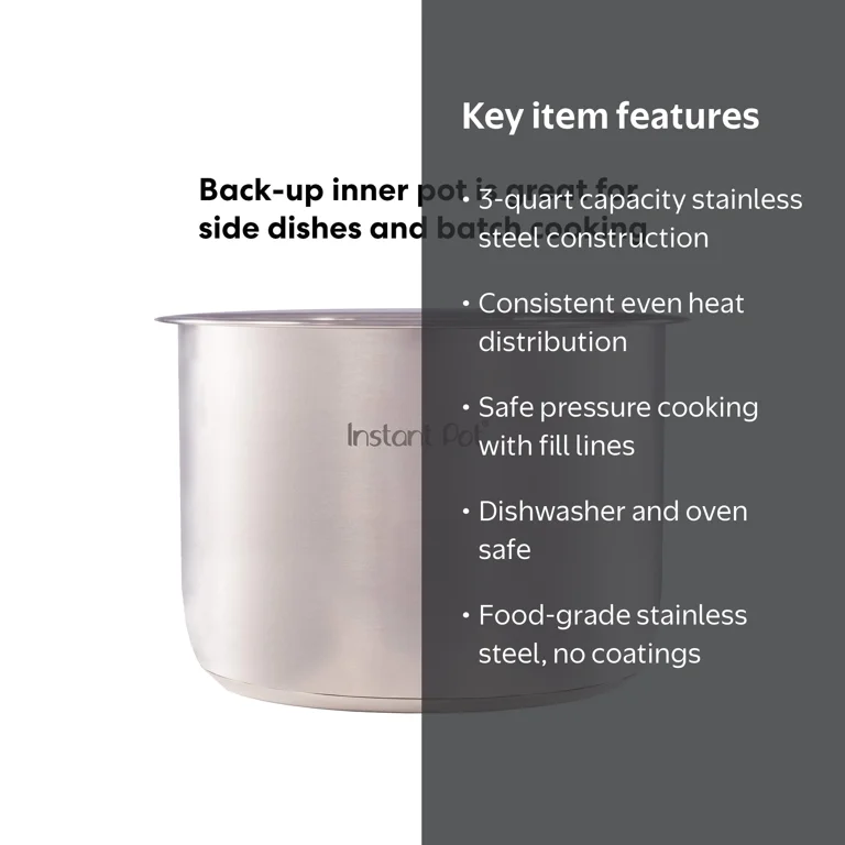 Instant Pot, Inner Pot, 3 Quart, Stainless Steel, Mini - Walmart.com