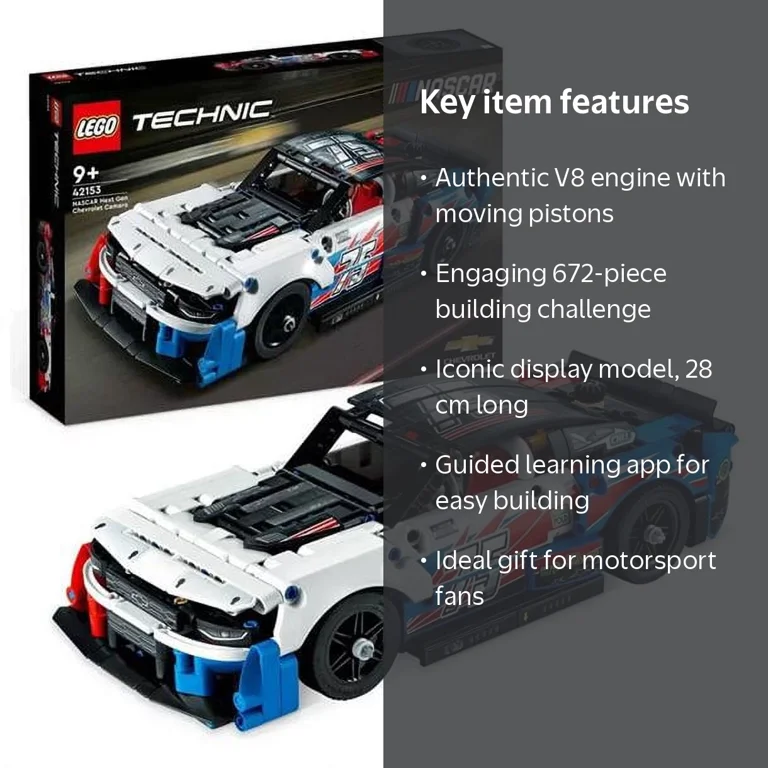 LEGO, Technic NASCAR Chevrolet Camaro ZL1, 42153, 672 Pieces