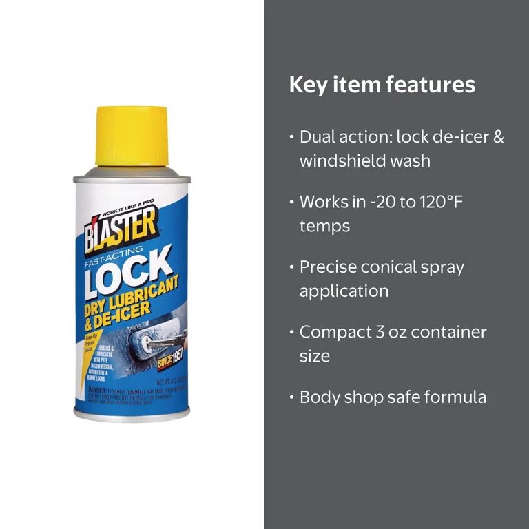 Blaster Sprayer Automotive Lock De-Icer, 3 oz Spray, Fast-Acting